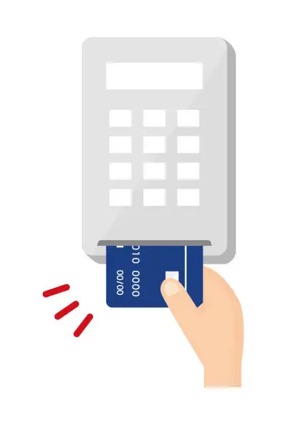 Vector illustration of Illustration of inserting a credit card into a card reader