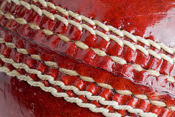 istock Seam of cricket ball, close-up. 145991463