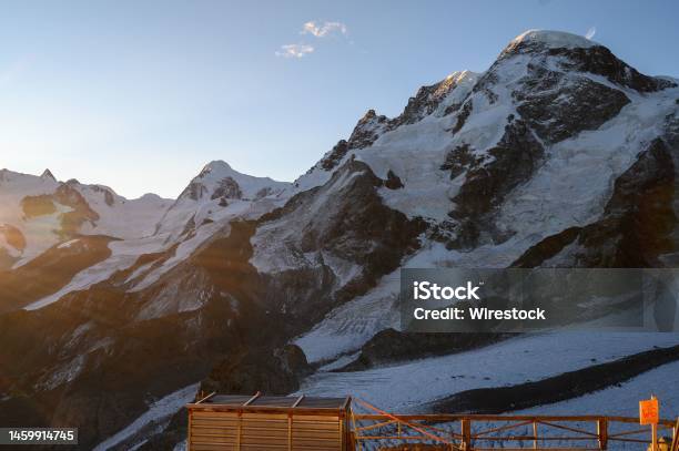 Beautiful Shot Of The Scenic Rocky Snowy Breithorn Mountains Between Switzerland And Italy Stock Photo - Download Image Now