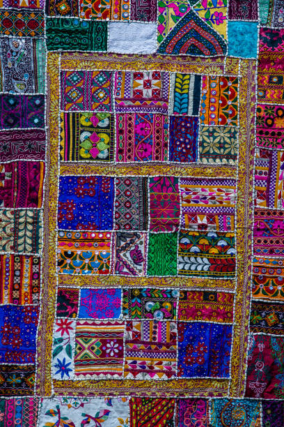 istock Detail patchwork carpet in India. Close up 1459915366