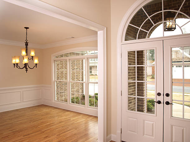 istock Luxury Foyer with Arched glass door 145991595