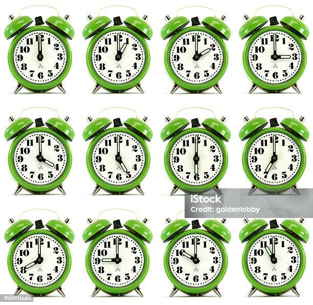 Twelve Hours Alarm Clock Stock Photo - Download Image Now - Alarm Clock, 12 O'Clock, Beat The Clock