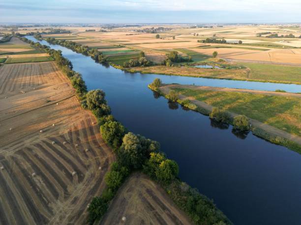 istock High-angle shot of Odra river near Opole under the cloudy sky. 1459917849