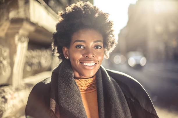 istock Beautiful black female with a nice smile looking at the camera 1459921310