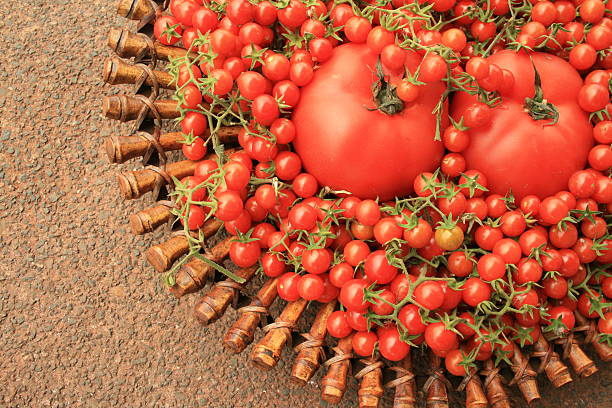 Dziki pomidory w kosz z bambusa – zdjęcie