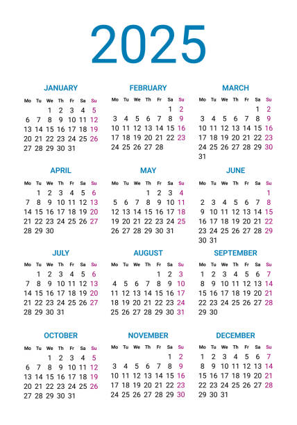 istock Calendar 2025 year, design template week starts on Sunday 1459924166