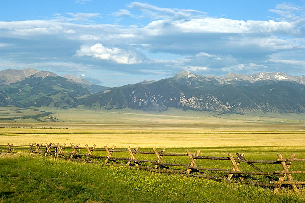 Sunny ranch in the mountains of Montana state