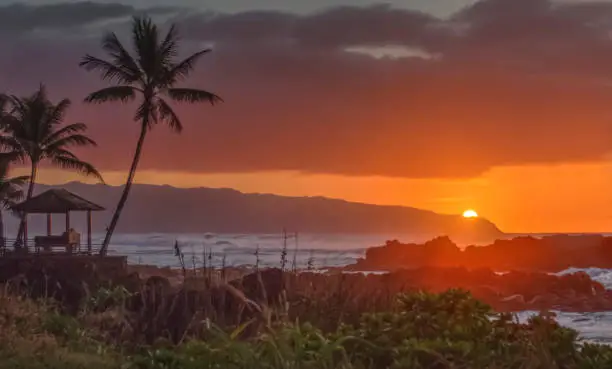 Sunset off Kaena Point North Shore Oahu