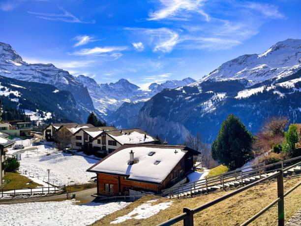 istock Sunny mountains in Switzerland, Wengen. 1459926632