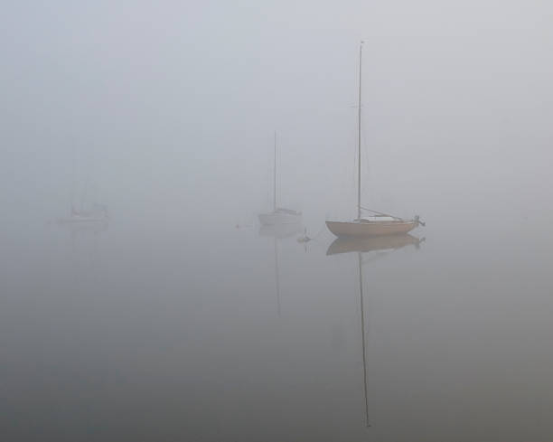 sailing boat in fog - eskilstuna bildbanksfoton och bilder