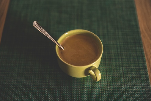 Green Matcha Tea, Black Background, Copy Space