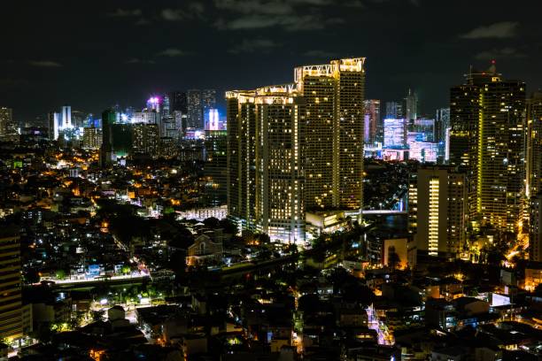 Manila city building center at night