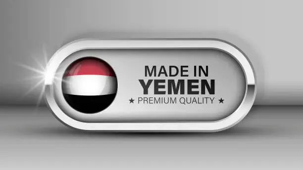 Vector illustration of Made in Yemen graphic and label.