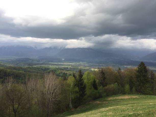 istock High-angle of an autumn landscape with cloudy sky background 1459931725
