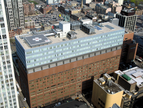 View of the roof with a helicopter landing pad.