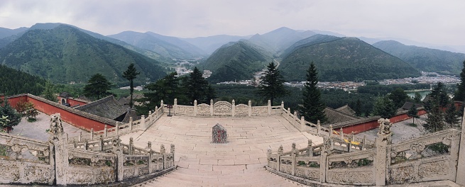 The Zhonghe Temple and forest landscape in China