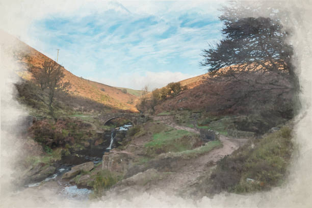 istock Digital watercolor painting of Three Shires Head. 1459934686
