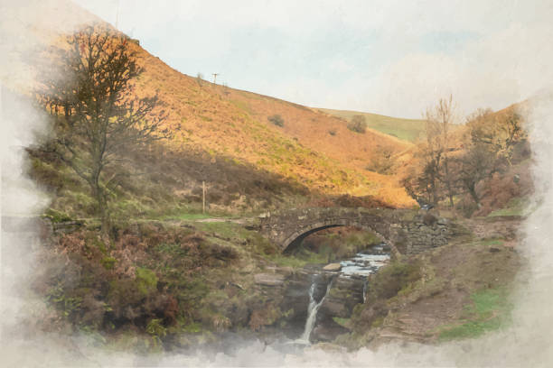 istock Digital watercolor painting of Three Shires Head. 1459934885