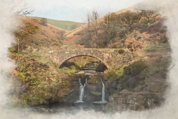 istock Digital watercolor painting of Three Shires Head. 1459935190