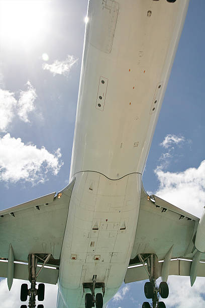 istock The Underbelly of a Landing Plane 145993769