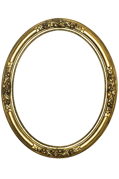 istock Picture Frame Round Gold Antique, White Isolated 145994045