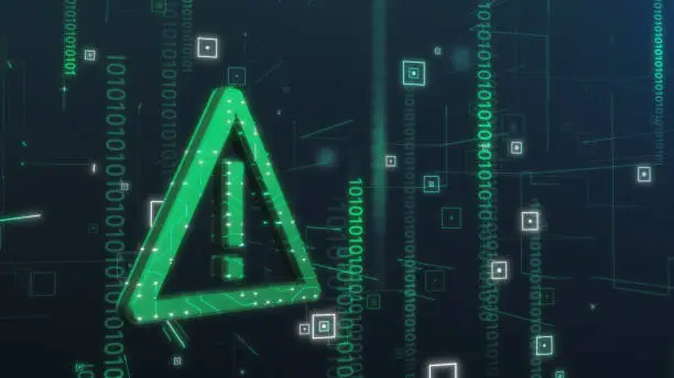 Photo of Warning Sign on Binary Code Background