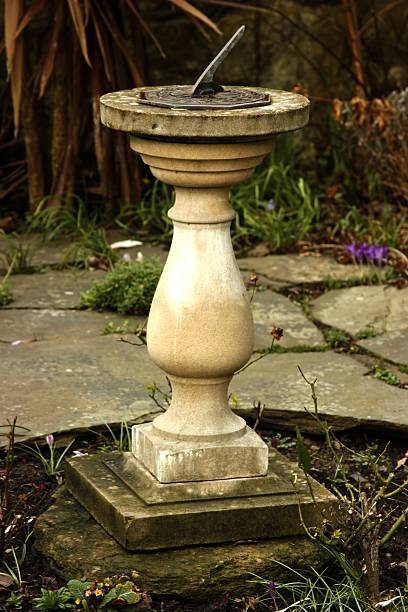 Sundial in garden stock photo