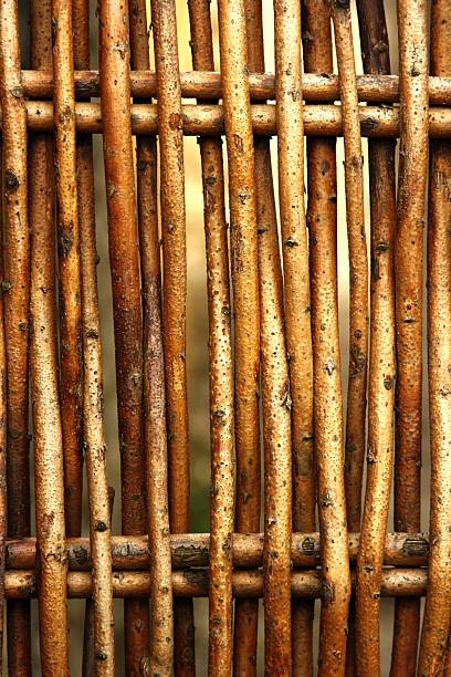 Section of wicker fencing stock photo