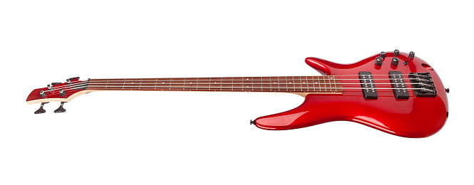 red bass guitar path isolated on white