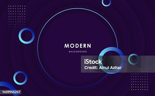 istock abstract purple dark with circle ring blue gradient color modern geometric shape background. eps10 vector 1459945247