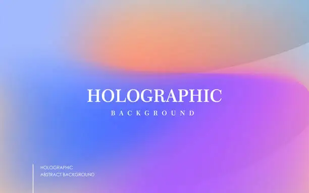 Vector illustration of abstract blurry fluid vector background of polar lights. Holographic shiny colors, blue, orange, purple. eps10 vector