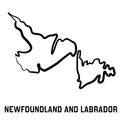 Newfoundland and Labrador map outline - smooth simple hand-drawn Canadian province shape map vector. Province in Canada.