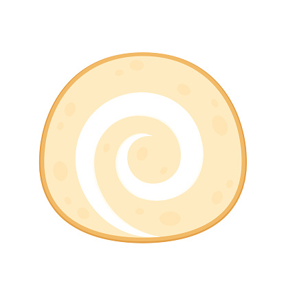 Swiss roll cake on white background. Swiss roll cake vector.