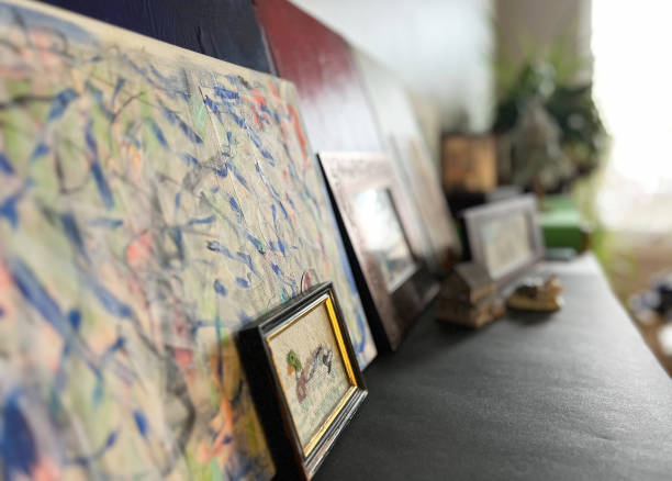Artist's shelf defocused