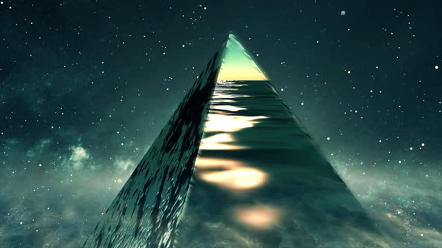 3D pyramid with ocean effect on the pyramid walls