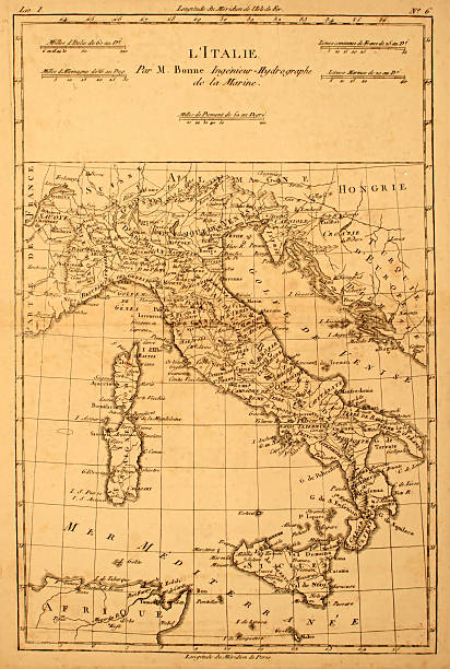 antigo mapa da itália. - sicily map old cartography imagens e fotografias de stock