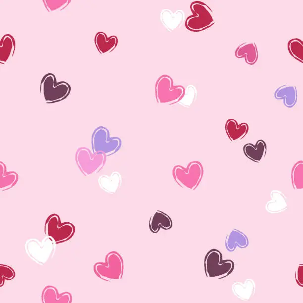 Vector illustration of Cute Little Scattered Hearts Vector Seamless Valentine Pattern