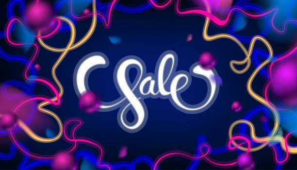 istock dark blue and pink neon sale poster 1459959576