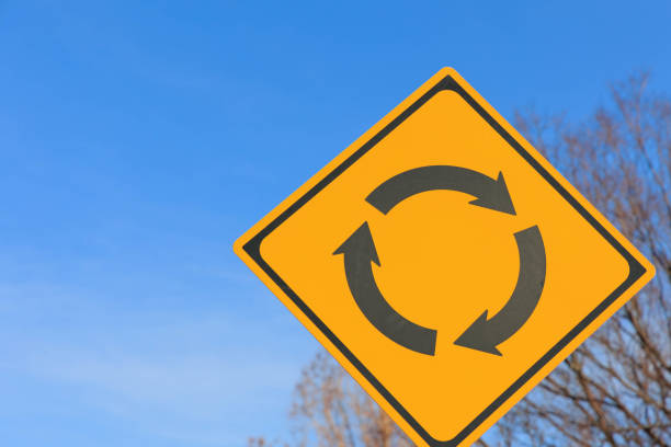 Japanese road traffic roundabout signs