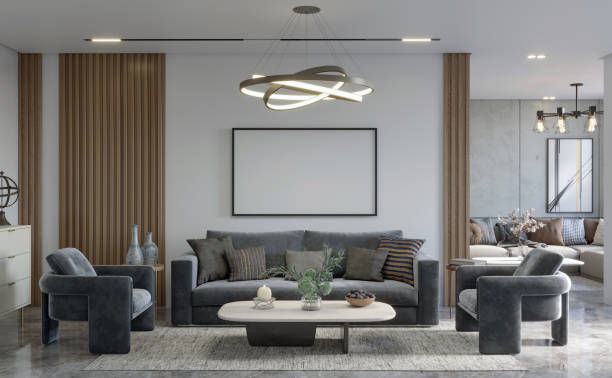 istock Interior design of modern apartment. Interior mockup, 3d render 1459961100