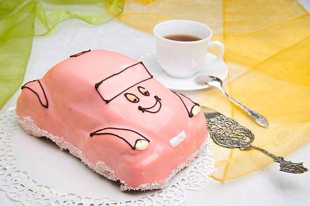 sweet and delicious cake looking like retro car
