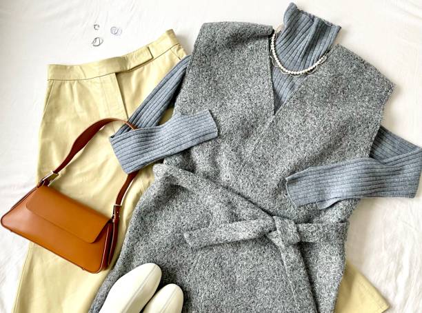istock gray long gilet and skirt 1459964219