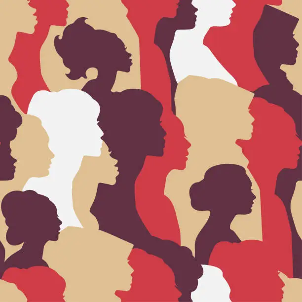 Vector illustration of Seamless pattern of a crowd of women