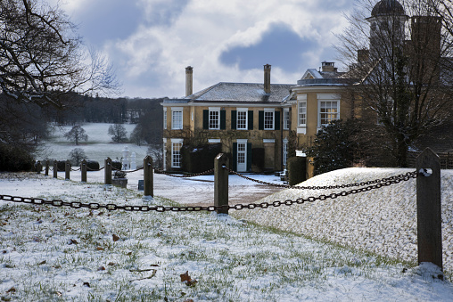 Snow at Polesden Lacey in Surrey  just a few miles from London is steeped in history visited by Royalty in the late nineteen and early twentieth centuries