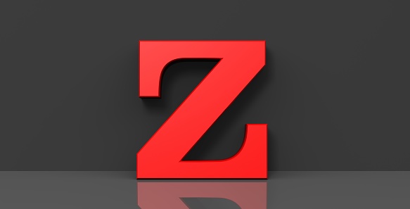 Z letter red sign capital letter 3d rendering