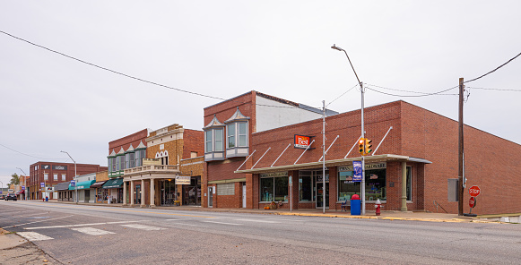 Chandler, Oklahoma, USA - October 16, 2022: The old business district on Manvel Avenue