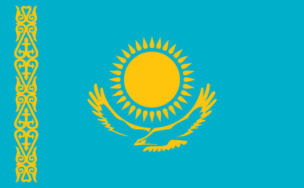 ilustraciones, imágenes clip art, dibujos animados e iconos de stock de vector bandera de kazajstán material de ilustración - crear escudos de futbol