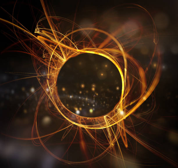 istock Abstract fractal circle shape on blurry space background. Wormholes and parallel universes concept 1459971318