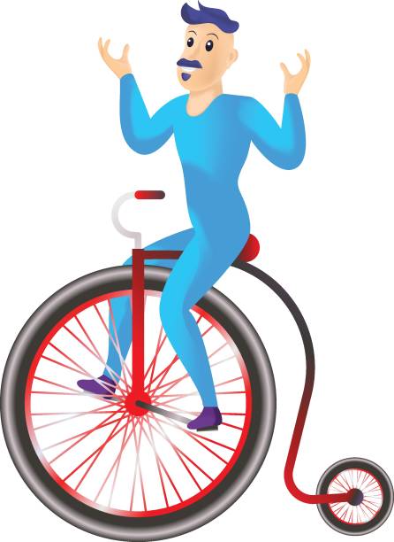 Cycling Entertainer Vector Icon Design, Circus characters Symbol, Carnival performer Sign, Festival troupe Stock, Retro Front Big Wheel Bicycle illustration, Man Riding Penny Farthing Concept Cycling Entertainer Vector Icon Design, Circus characters Symbol, Carnival performer Sign, Festival troupe Stock, Retro Front Big Wheel Bicycle illustration, Man Riding Penny Farthing Concept penny farthing bicycle stock illustrations