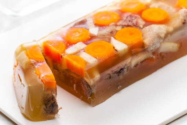 aspic with meat and vegetables aspic with meat and vegetables aspic stock pictures, royalty-free photos & images